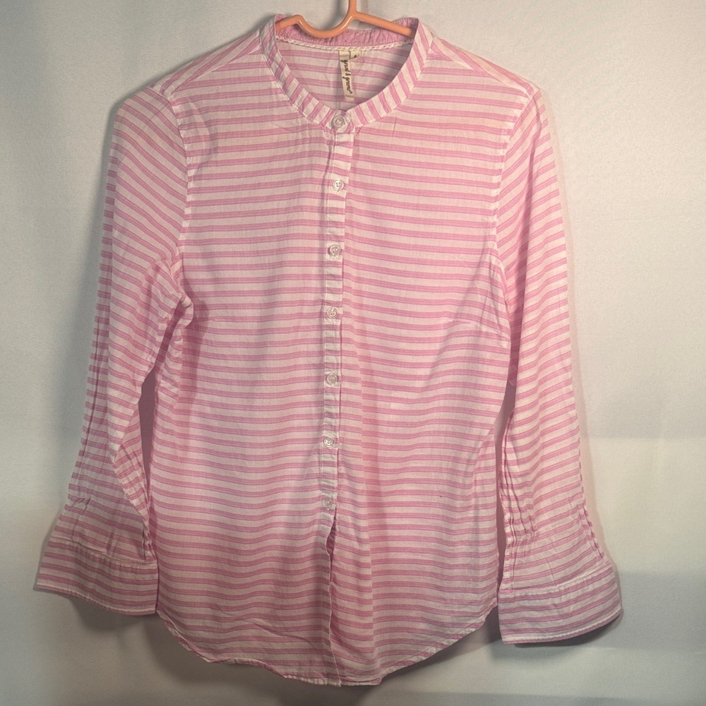 Grand & Greene Pink Striped Button Down Shirt